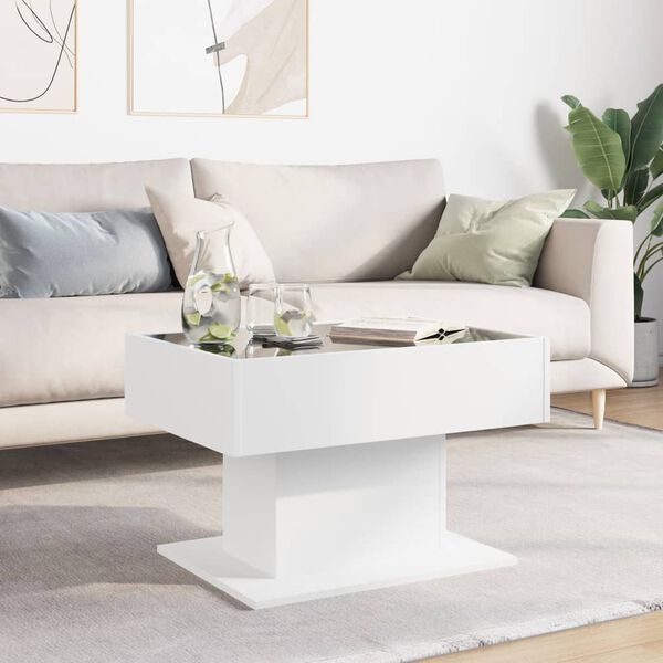 vidaXL Coffee Table with LED White 70x50x45 cm Engineered Wood