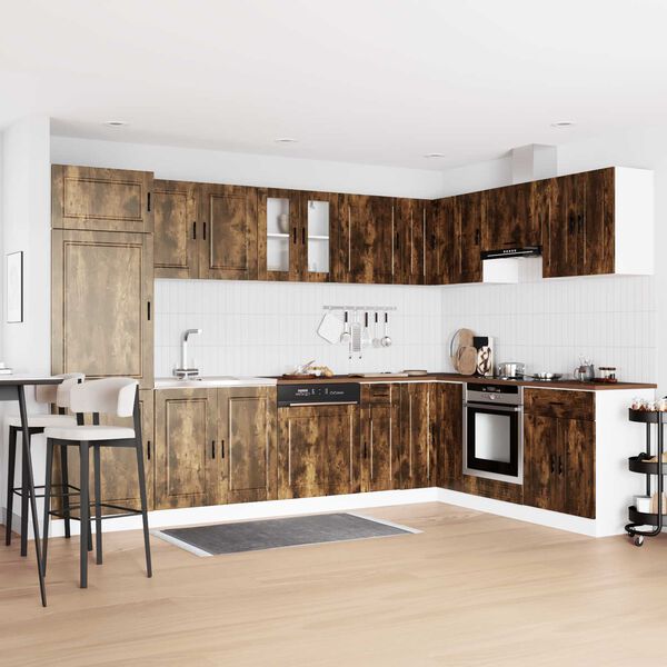 vidaXL Sink Base Cabinet with Door Porto 2 pcs Brown Engineered wood