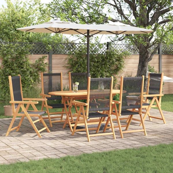 vidaXL Garden Dining Set Folding 7 pcs Black Solid Acacia Wood