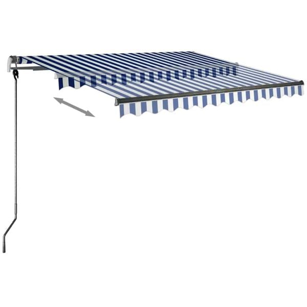 vidaXL Manual Retractable Awning with LED 350x250 cm Blue and White