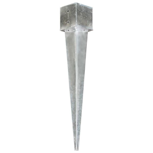 vidaXL Ground Spikes 2 pcs Silver 14x14x91 cm Galvanised Steel