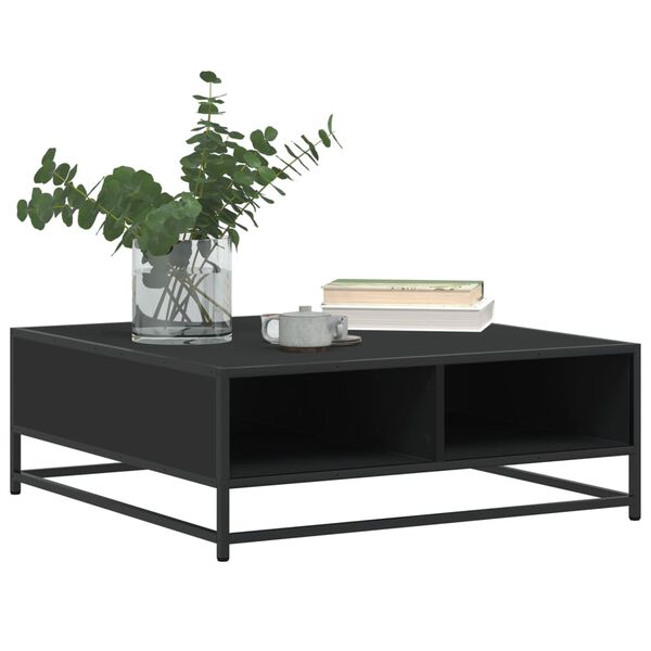 vidaXL Coffee Table Black 80x80x30 cm Engineered Wood and Metal