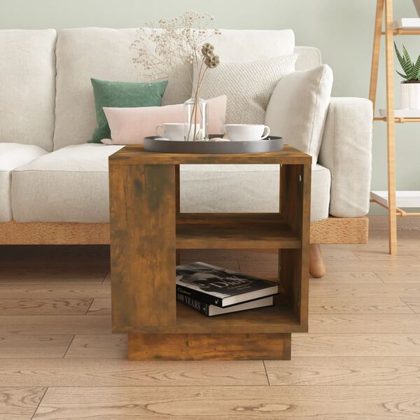 vidaXL Coffee Table Smoked Oak 40x40x43 cm Engineered Wood