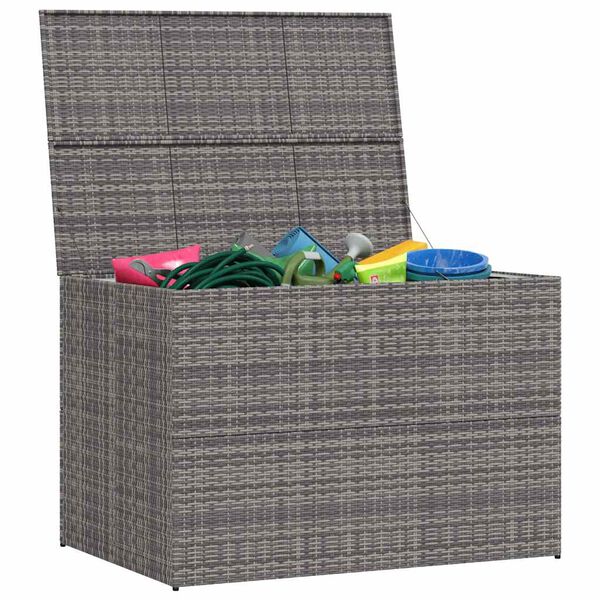vidaXL Garden Storage Box Grey 150x100x100 cm Poly Rattan