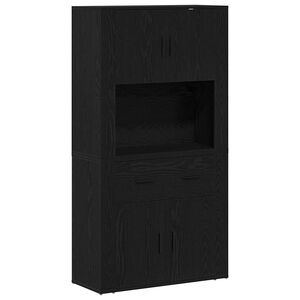 vidaXL Highboard Black oak 80 x 33 x 150 cm Engineered wood