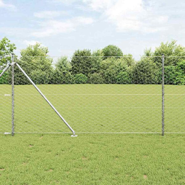 vidaXL Fence with Posts Silver 1 x 50 m PVC-coated steel