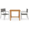 vidaXL 3 Piece Garden Dining Set Grey