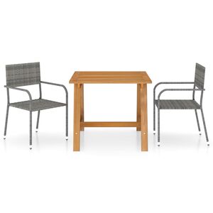 vidaXL 3 Piece Garden Dining Set Grey