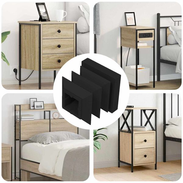 vidaXL End Caps 12 pcs Black 15 x 15 x 15 mm PP