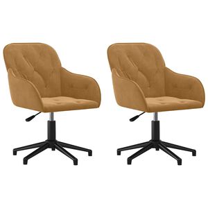 vidaXL Swivel Dining Chairs 2 pcs Brown Velvet