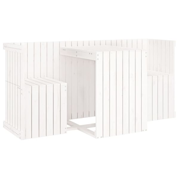 vidaXL Balcony Set 2-Seater White Solid Wood Pine