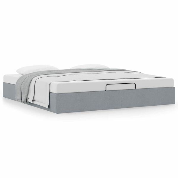 vidaXL Ottoman Bed Frame without Mattress Light Grey Super King Fabric