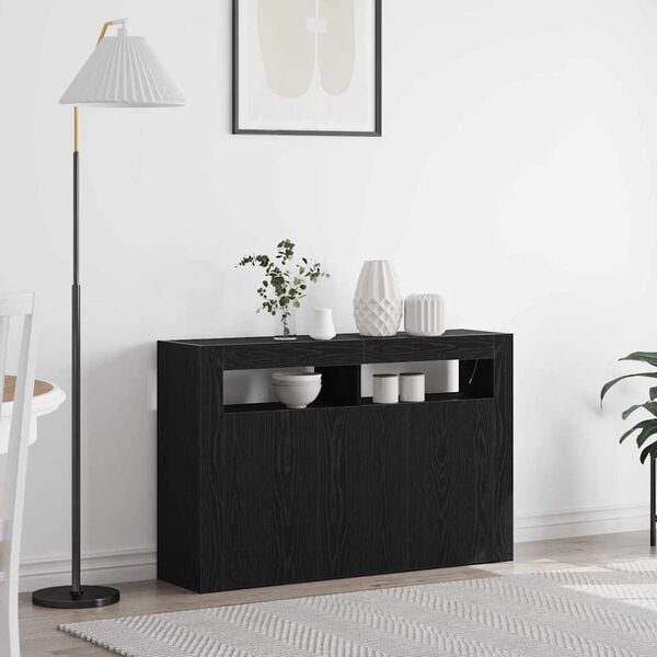 vidaXL Sideboard Black Oak 116 x 30 x 75 cm Engineered Wood