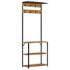 vidaXL Coat Rack with Shoe Storage 68x30x182 cm Solid Rough Mango Wood