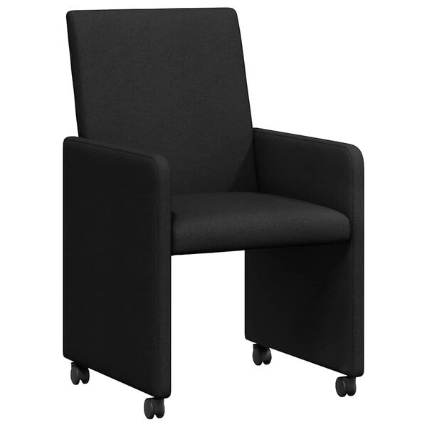 vidaXL Dining Chairs with Wheels 2 pcs Black 57 x 66 x 94 cm Fabric