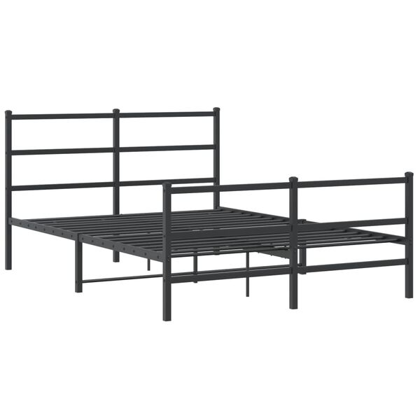 vidaXL Metal Bed Frame without Mattress with Footboard&nbsp;Black 135x190cm