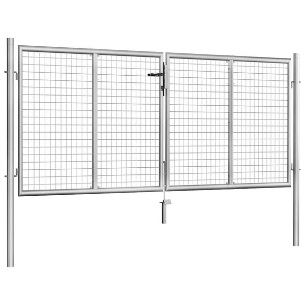 vidaXL Garden Gate Galvanised Steel 300x100 cm Silver