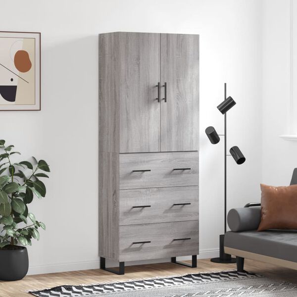 vidaXL Highboard Grey Sonoma 69.5x34x180 cm Engineered Wood
