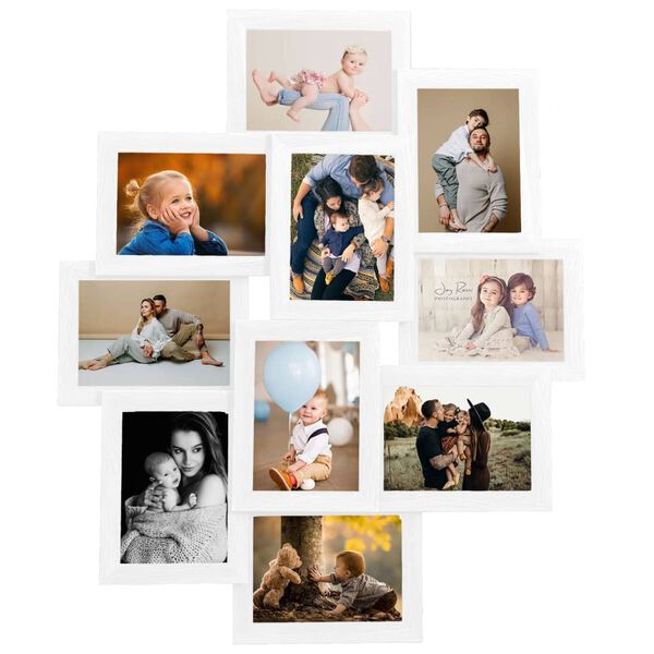 vidaXL Collage Photo Frame for 10x(10x15 cm) Picture White MDF