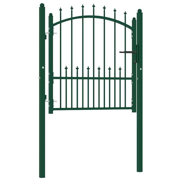 vidaXL Fence Gate with Spikes Steel 104x97 cm Green