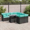 vidaXL 9 Piece Garden Sofa Set with Cushions Black Poly Rattan Acacia