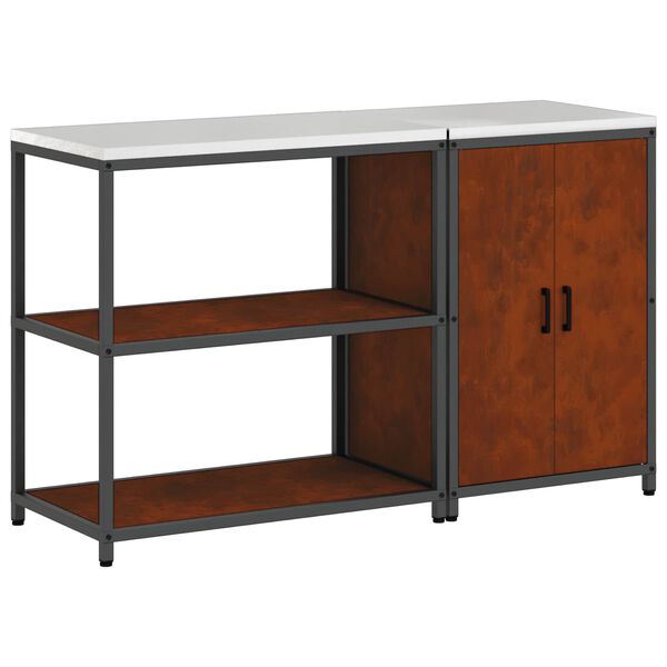 vidaXL Kitchen Storage Set with Shelf 2 pcs Rusty Weathering Steel