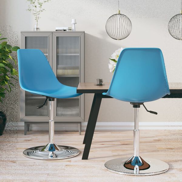 vidaXL Swivel Dining Chairs 2 pcs Blue PP