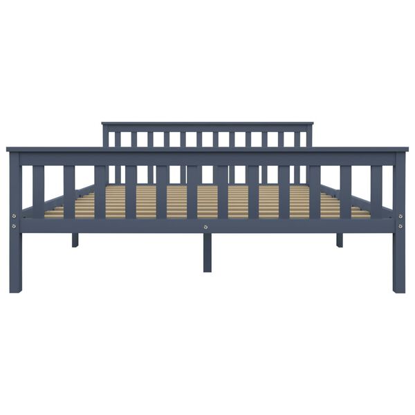 vidaXL Bed Frame without Mattress Grey Solid Pinewood 160x200 cm