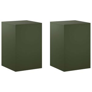 vidaXL Plant Stand 2 pcs Olive Green 40 x 40 x 60 cm Steel