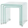 vidaXL Three Piece Nesting Table Set Tempered Glass Clear
