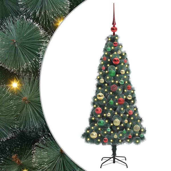vidaXL Artificial Pre-lit Christmas Tree with Ball Set Green 120 cm