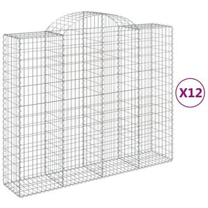 vidaXL Arched Gabion Baskets 12 pcs 200x50x160/180 cm Galvanised Iron