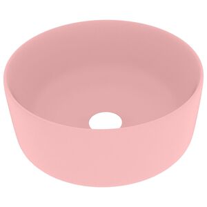 vidaXL Luxury Wash Basin Round Matt Pink 40x15 cm Ceramic