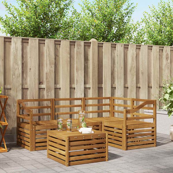 vidaXL Outdoor Sofa Set 5 pcs Natural Solid Acacia Wood