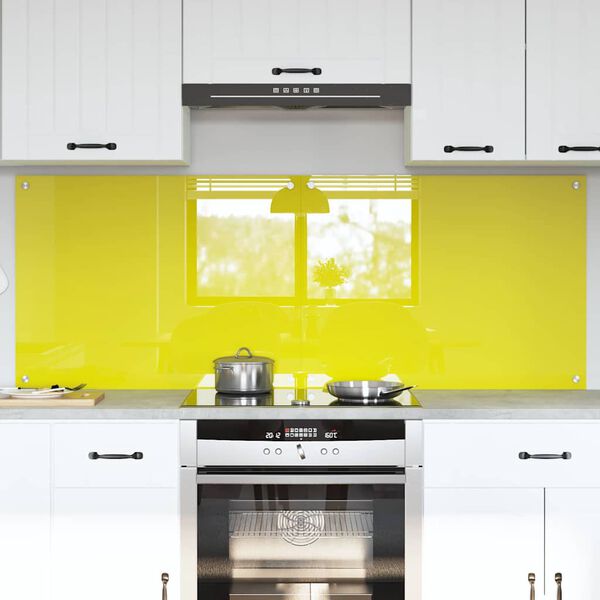 vidaXL Kitchen Backsplash 2 pcs Yellow 80 x 60 cm Tempered Glass