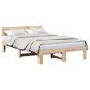 vidaXL Bed Frame with Headboard Natural 135 x 190 cm Solid Pine Wood