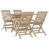 vidaXL 5 Piece Garden Dining Set Grey Solid Wood Teak