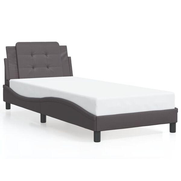 vidaXL Bed Frame without Mattress "Zadar" Grey 90x190 cm Single Faux Leather