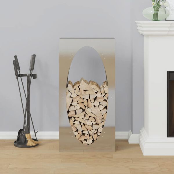 vidaXL Firewood Rack 50x23x100 cm Stainless Steel
