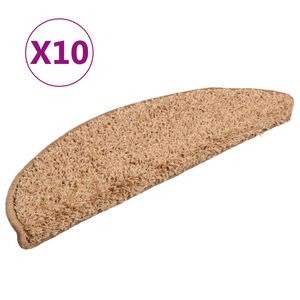 vidaXL Stair Mats 10 pcs 56x17x3 cm Beige Half Round