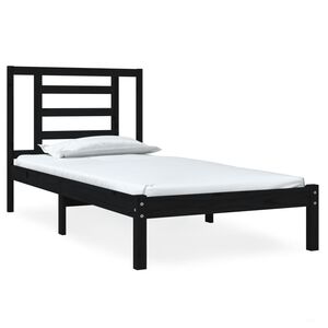 vidaXL Bed Frame without Mattress Black 75x190 cm Small Single Solid Wood