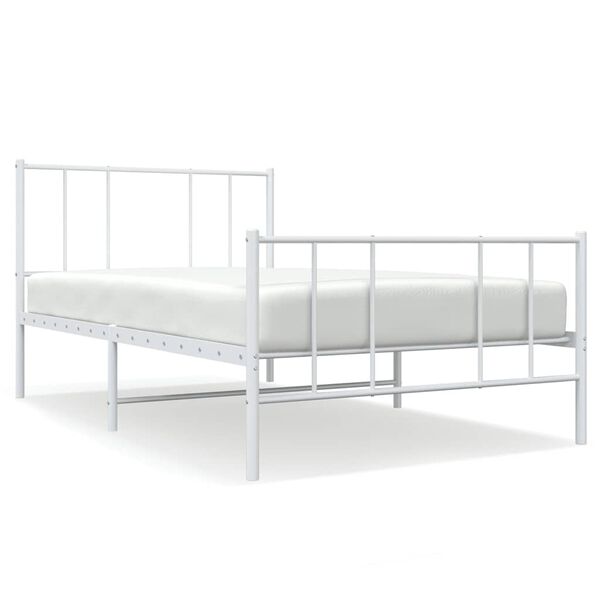 vidaXL Metal Bed Frame without Mattress with Footboard White 90x190cm