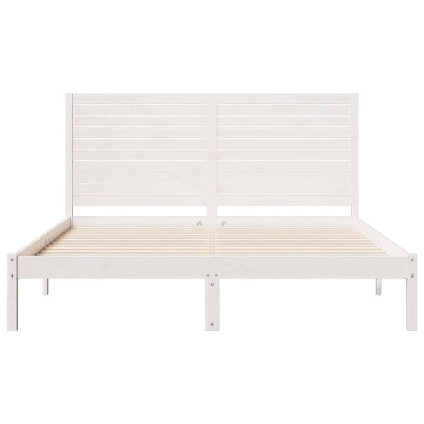 vidaXL Extra Long Bed Frame without Mattress White 160x220 cm Solid Wood