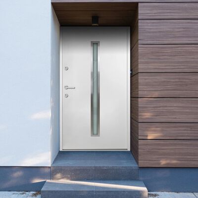 vidaXL Aluminium Front Door White 110x207.5 cm