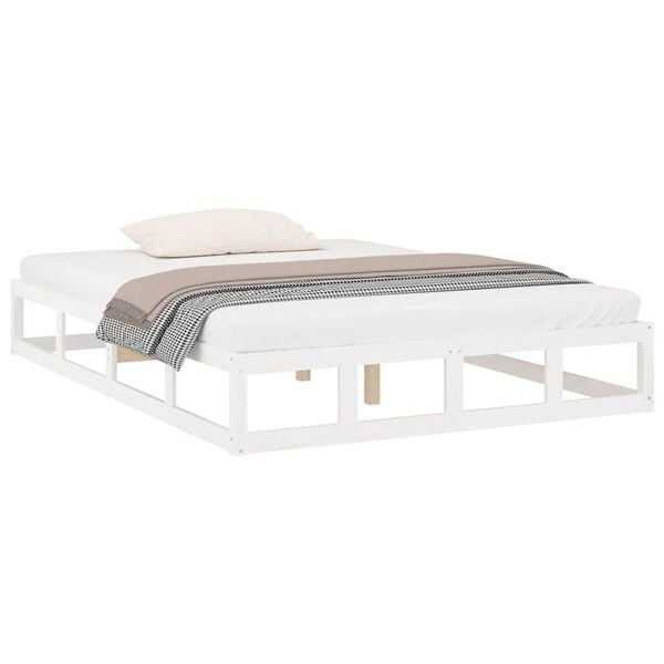 vidaXL Bed Frame without Mattress White 135x190 cm Double Double Solid Wood