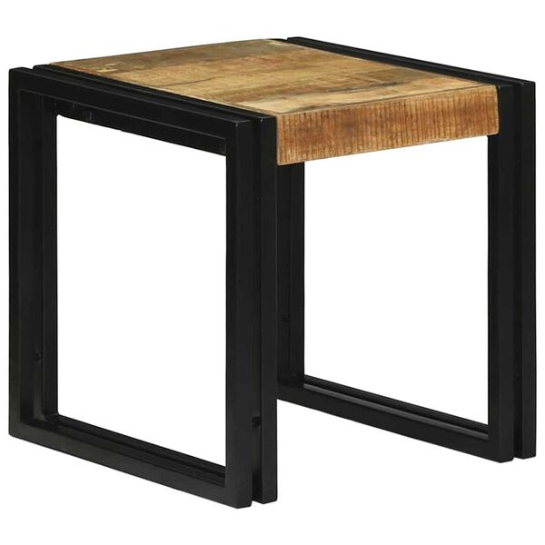 vidaXL Nesting Table 3 pcs Brown and black Solid rough mango wood