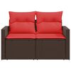 vidaXL Garden Sofa with Cushions 2-Seater Brown Poly Rattan