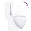 vidaXL WC Ceramic Toilet Bathroom Round Toilet Bottom Water Flow White