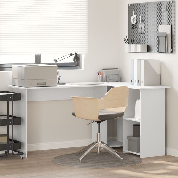 vidaXL Desk with Shelf White 142 x 102 x 73 cm Engineered Wood