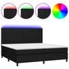 vidaXL Box Spring Bed with Mattress&LED Black 200x200 cm Fabric
